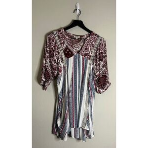 Umgee Paisley Boho Tunic Top Size L